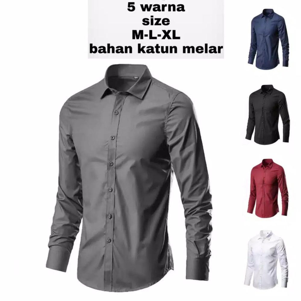 Kemeja pria lengan panjang polos kemeja kantor 
